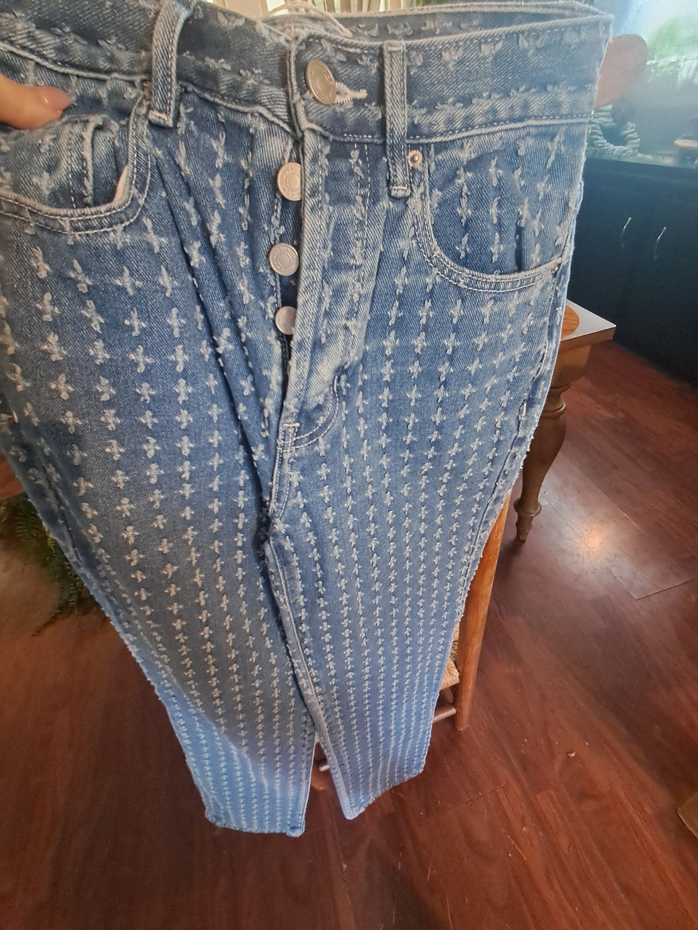 PacSun High-Rise Blue Patterned Jeans